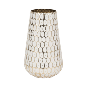 Vaso in metallo conico con motivo geometrico per decorazioni per la casa, camera da letto, ufficio, tavolo - Product Image 1
