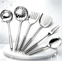 Lot de 6 ustensiles de cuisine en acier inoxydable 201 poli avec boucle de suspension