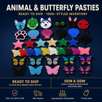 Vente en gros de cache-tétons jetables à paillettes, pétales de poitrine, formes papillon, étoile, animal pour festivals, soirées rave, personnalisables OEM ODM