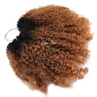 Extensions de cheveux humains Remy Vmae Raw Virgin 27 613 Blond cendré avec mèches balayage, bouclés afro crépus, style crochet