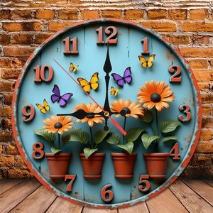 Round Wooden Wall <b>Clock</b> 25x25Cm <b>Art</b> Decor Quiet Movement Home Living Room Background <b>Clock</b> - Product Image 5