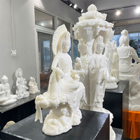 Statue de Bouddha Kuanyin et Quan Yin antique sculptée en marbre de jade blanc naturel, taille personnalisée, à vendre