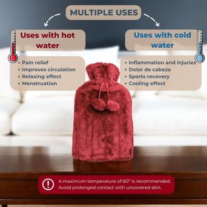 Luxury Faux Fur <b>Hot</b> Water Bottle Cover for 2l Rubber Medical <b>Hot</b> Water Bag for Pain Relief - Product Image 3
