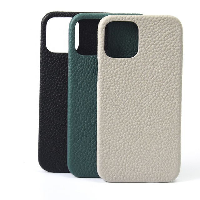 Button Open Design and 3 Edge protection Top Grain Genuine Leather Phone case for Iphone