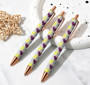 Fashion Heart Print Glitter Press Metal Ballpoint Pen Smooth‑Writing Bulk <b>Wedding</b> Party Favor Pen - Product Image 2