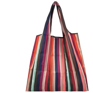 Striped Medium Shopping Bag Lightweight Foldable Waterproof Nylon Grocery Tote Supermarket Picnic Use - Product Image 5