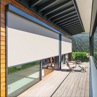 Persianas enrollables profesionales para exteriores con cremallera, motorizadas, resistentes al viento, impermeables, con tela de protección solar, personalizadas para patio.