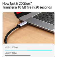 USB3.2 100W USB C vers USB C câble de charge et de synchronisation 0.5m 1m 1.5m 2m 3m 5A câble de données de chargeur rapide