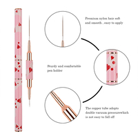 Ensemble de pinceaux à ongles best-seller en gros - 5 pièces, pinceaux à double tête en forme de cœur rose pour le nail art, dessin de lignes