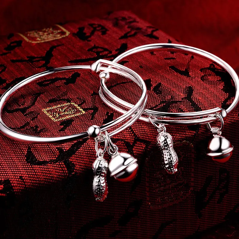 Gifts for babies and children s999 pure silver baby charm bracelet newborn jewelry silver bangles