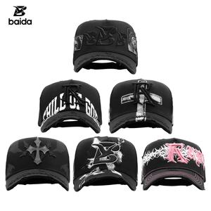 Gorra de béisbol de 5 paneles de gamuza Dobby Sombrero G5 con bordado de 'R' cruzado y diseño de letras - Gorro unisex para adultos de Halloween - Product Image 6