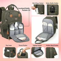 2025 Wickeltasche Rucksack mit Solarpanel Diebstahlsicher Wickelunterlage Schnullerbox Kinderwagen-Gurte Inklusive Große Kapazität Wasserdicht