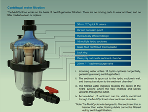 Sistema de Purificación de Agua Centrífugo Multiciclónico Waterco 16 de Alto Flujo para Exteriores con Prefiltración <span class=keywords><strong>Manual</strong></span> - Product Image 2