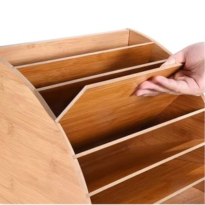 Organizador de archivos de bambú para escritorios de oficina y clasificación de documentos con 6 estantes ajustables para uso en oficina. - Product Image 2