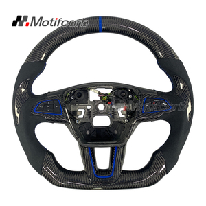 Volant en fibre de carbone personnalisé avec poignées en microfibre pour Ford Focus MK3 RS ST ST-Line 2015-2018, amélioration de l'intérieur de la voiture - Product Image 1