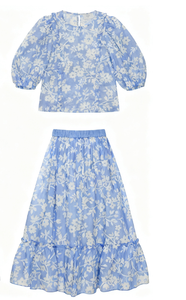 Completo Estivo Casual per Ragazze Adolescenti di 6 Anni, Camicia Bianca Senza Maniche Ecologica con Stampa Floreale e Volant Rosa - Product Image 2
