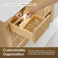 SENYUModern Meuble-lavabo double en bois avec miroir et armoire de rangement, design scandinave