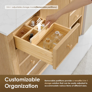 Mueble de Baño Moderno SENYUModern de Madera con Lavabo Doble, Espejo y Gabinete de Almacenamiento, Diseño Escandinavo - Product Image 5