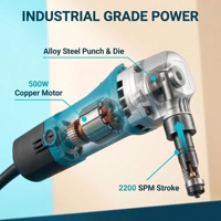Cisaille électrique 500W 2000 tr/min pour tôles, épaisseur de coupe max. 1,6 mm, outil de découpe pour tôles courbées