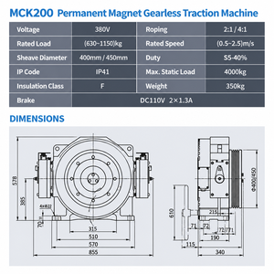 Affidabile Motore per Ascensore Industriale <span class=keywords><strong>Montanari</strong></span> MCK200 Senza Ingranaggi per Ascensori Passeggeri, Supermercati e Magazzini - Product Image 3