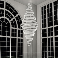 Grands lustres en cristal de luxe dorés modernes Lampes suspendues Télécommande Cage d'escalier Éclairage d'escalier pour hall d'hôtel Escalier