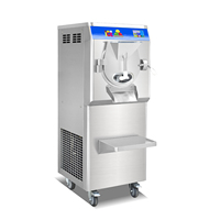 Machine à glace dure commerciale ICM-28S, fonction yaourt et gelato, en acier inoxydable, porte dorée, sur pieds, 4 roues, 2200W, 1 unité