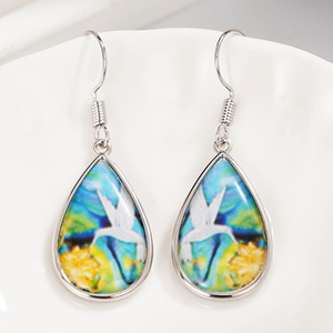 Orecchini pendenti a forma di colibrì da sogno per donna, regalo artistico e unico, gioielli alla moda - Product Image 1