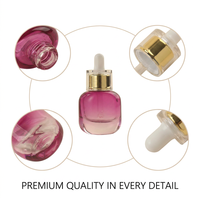 Luxuriöse 20ml Matt-Rosa-Lila Farbverlauf Glasflasche für Serum mit Schwerem Boden, Gold-Silber Lotionpumpe, Augenessenz Hautpflege-Verpackung
