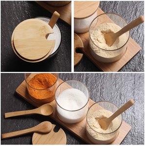 <strong>Set</strong> of 3 <strong>Condiment</strong> Jar Glass Sugar Bowls Sugar Salt <strong>Container</strong> <strong>Set</strong> with Lids and Spoons for Sugar Serving Spice Salt - Product Image 3