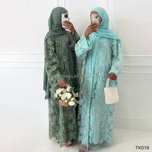 Nouvel Ensemble Abaya Dubaï 3 Pièces de Luxe en Dentelle Brodé de Perles, Design 2026 – Vente en Gros, Abaya Ouverte Modeste de Haute Qualité en Dentelle - Product Image 1