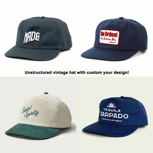 Qianzun OEM Boxy Zweifarbige 100% Baumwolle 5-Panel Kappe mit Stickerei-Logo, Individueller Snapback Vintage Unstrukturierte Snapback-Mütze - Product Image 3