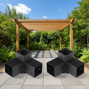 Kit de soportes para pérgola Db Wholesale de 4x4 pulgadas, soporte de esquina de acero resistente de 3 vías para pérgola, gazebo o pabellón de jardín al aire libre. - Product Image 2