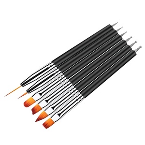 Set 6 Dual-Purpose Flat Acrylic Nail Durable Nylon Manicure Pen Double-Head <b>Light</b> Therapy <b>Pull</b>-Line Paint Dot Drill Popular - Product Image 4