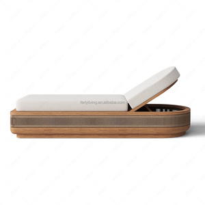 FERLY Mobilier d'extérieur artisanal en teck, lit de repos, chaise longue incurvée en <span class=keywords><strong>bois</strong></span> pour piscines, hôtels, jardins, villas - Product Image 4