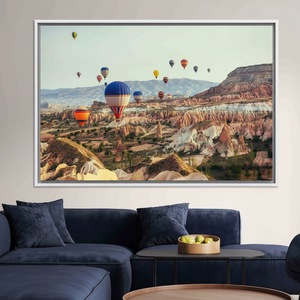 Cappadocia Air <b>Balloon</b> Canvas Print: Vibrant Landscape Wall Art,WHITE FRAMED CANVAS - Product Image 3