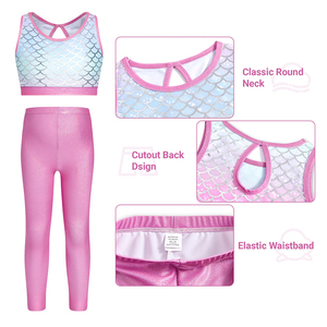 Abbigliamento da allenamento per bambini a vita alta personalizzato 2 pezzi canotta da allenamento per Yoga a colori traspiranti <span class=keywords><strong>e</strong></span> Leggings Yoga per bambini - Product Image 4