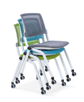 Chaise de formation pliable en maille ergonomique pour salle de conférence d'usine avec tableau d'écriture, base en acier, garantie de 6 ans pour une utilisation au bureau