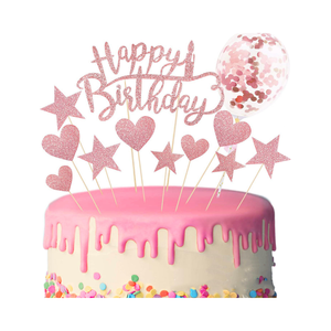 Adornos para Pastel de Cumpleaños <span class=keywords><strong>Vrise</strong></span> con Confeti, Globos, Corazones y Estrellas Brillantes, Decoraciones de Papel para Fiestas Infantiles - Product Image 4