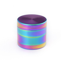40mm 50mm 56mm 63mm Métal Zinc Broyeur d'herbes Couleur arc-en-ciel Broyeur d'herbes tabac Moulin coloré 4 pièces Accessoires pour fumeurs