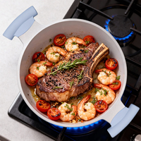 Marmite à soupe Sanlang Classic Purple, compatible induction, en aluminium moulé durable avec revêtement céramique antiadhésif, sans PFAS, passe au lave-vaisselle