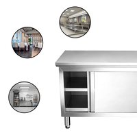 Kabinet Dapur besi tahan karat 304 desain Modular Modern ukuran kustom pintu geser penyimpanan komersial perlengkapan restoran Hotel