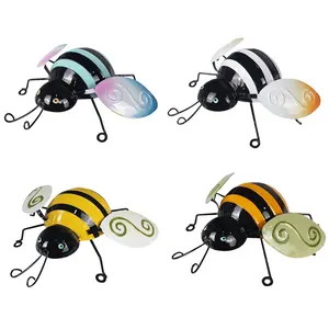 Logam Dekoratif Bumble Bee Bug Taman Aksen Hiasan Taman Patung Outdoor Set 4