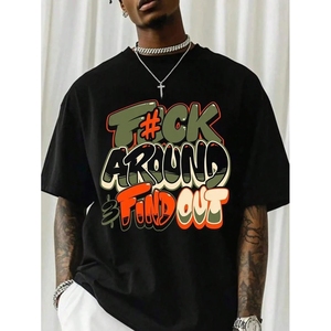 T-shirt Casual <span class=keywords><strong>da</strong></span> Uomo, Stampa Graffiti Arancione e Verde, Unisex, Traspirante, Stile Harajuku, Cotone 300g Dobby, per Tutte le Stagioni - Product Image 1