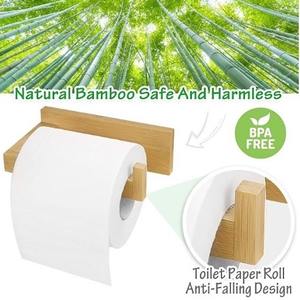 Porte-rouleau <span class=keywords><strong>de</strong></span> <span class=keywords><strong>papier</strong></span> hygiénique mural à perçage gratuit auto-adhésif ou à vis pour salle <span class=keywords><strong>de</strong></span> bain et cuisine Porte-<span class=keywords><strong>papier</strong></span> hygiénique en bambou - Product Image 4
