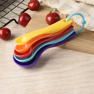 Factory wholesale colored measuring spoons and cups, plastic measuring spoons and cups with graduations, five-piece baking tool - Product Image 3