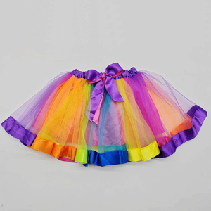 HC287 gonne tutù estive per bambini e bambini gonne da ballo con strati arcobaleno per ballerine da 3 a 8 anni gonne Tutu con nastro soffice - Product Image 5