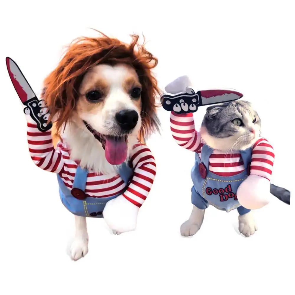 Dog Costume Funny Pet Chucky Dog Clothes Chucky Deadly Doll Holding A Knife Pet Dog Costume