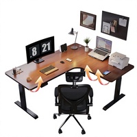 Bureau en PVC en forme de L, intelligent, réglable en hauteur, personnalisable, design minimaliste moderne pour la maison, le bureau et l'utilisation informatique