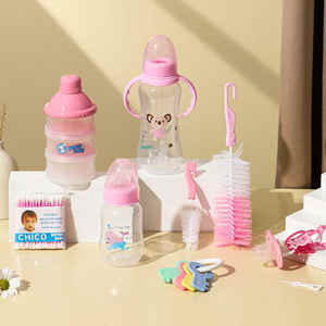 Logo personnalisé coffret cadeau bouteille nouveau-né PP bouteille brosse jouet lait en poudre grille sucette coton-tige ensemble de 8 pièces - Product Image 3
