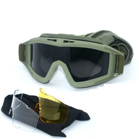 Lunettes tactiques anti-vent, anti-buée, avec lentilles interchangeables 3 couleurs, lunettes de sécurité pour sports de plein air, tir, protection des yeux